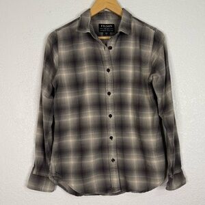 Filson Farrow Lt. Gray Ombré Plaid Cotton Flannel Casual Button Down Shirt